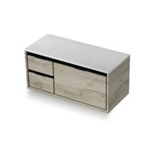 Skříňka pod umyvadlo se dvěma zásuvkami a odkládací plochou ve vzhledu dřeva