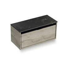 Skříňka pod umyvadlo se zásuvkou a černou pracovní deskou