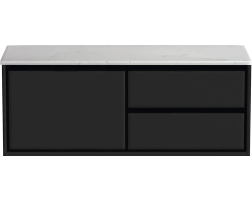 Koupelnová skříňka pod umyvadlo Sanox Loft černá matná 121 x 47 x 46 cm Skříňka pod umyvadlo se zásuvkami a deskou