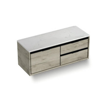 Skříňka pod umyvadlo se čtyřmi zásuvkami a povrchem s mramorovým vzhledem