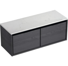 Skříňka pod umyvadlo se dvěma zásuvkami a bílou umyvadlovou deskou