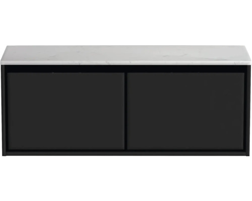 Koupelnová skříňka pod umyvadlo Sanox Loft černá matná 121 x 47 x 46 cm Skříňka pod umyvadlo se dvěma dvířky a pracovní deskou