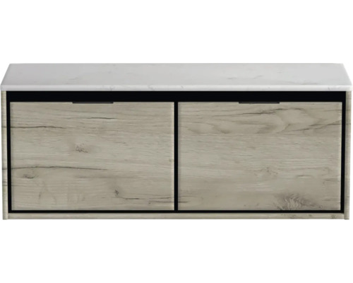 Koupelnová skříňka pod umyvadlo Sanox Loft craft oak 121 x 47 x 46 cm Skříňka pod umyvadlo se dvěma zásuvkami a deskou umyvadla