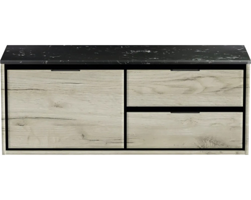 Skříňka pod umyvadlo se zásuvkami a kamennou deskou