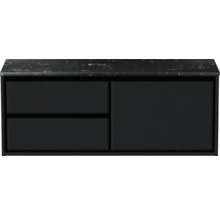 Černá skříňka pod umyvadlo se zásuvkami a dvířky