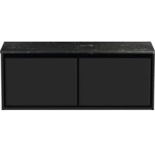 Černá skříňka pod umyvadlo se dvěma dvířky a pracovní deskou