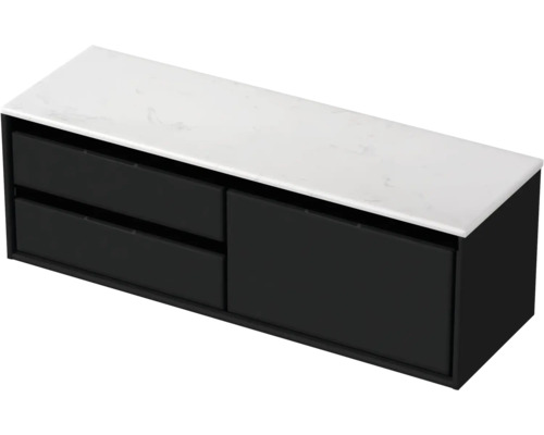 Skříňka pod umyvadlo se zásuvkami a kamennou deskou