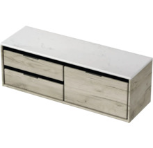 Skříňka pod umyvadlo se dvěma zásuvkami a odkládací plochou s mramorovým vzhledem