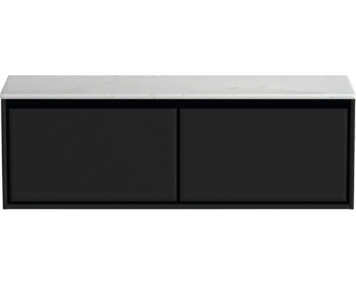 Koupelnová skříňka pod umyvadlo Sanox Loft černá matná 141 x 47 x 46 cm Skříňka pod umyvadlo se dvěma dvířky a deskou umyvadla