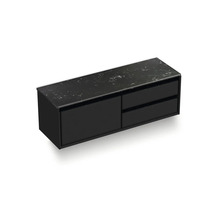 Černá skříňka pod umyvadlo se zásuvkami a odkládací plochou