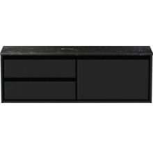 Černá skříňka pod umyvadlo se dvěma zásuvkami a jedněmi dvířky