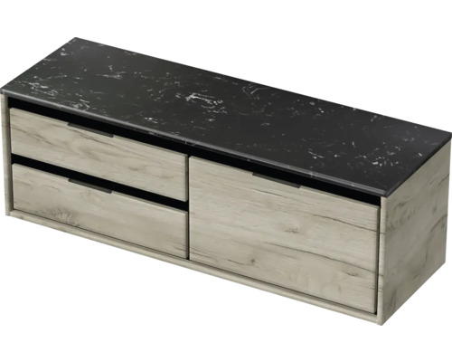 Závěsná skříňka se dvěma zásuvkami a kamennou deskou