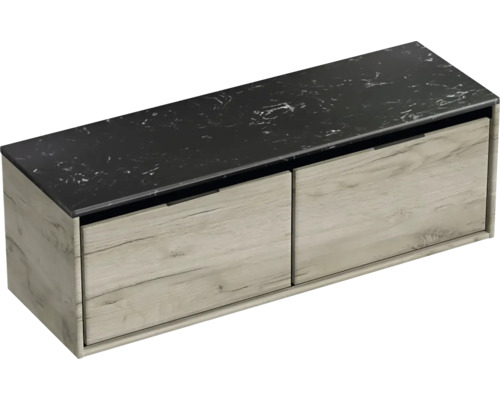 Skříňka pod umyvadlo se dvěma zásuvkami a černým krytem