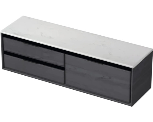 Závěsná spodní skříňka se dvěma zásuvkami a kamennou deskou