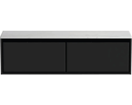Koupelnová skříňka pod umyvadlo Sanox Loft černá matná 161 x 47 x 46 cm Skříňka pod umyvadlo se dvěma dvířky a policí