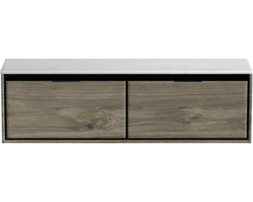 Koupelnová skříňka pod umyvadlo Sanox Loft espresso 161 x 47 x 46 cm Skříňka pod umyvadlo se dvěma zásuvkami a umyvadlovou deskou