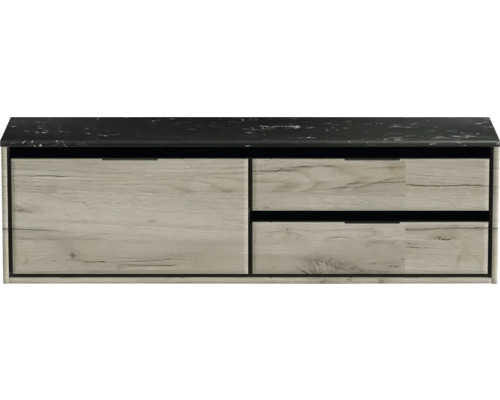 Koupelnová skříňka pod umyvadlo Sanox Loft craft oak 161 x 47 x 46 cm Skříňka pod umyvadlo se zásuvkami a policí