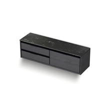 Černá závěsná skříňka se zásuvkami a odkládací plochou