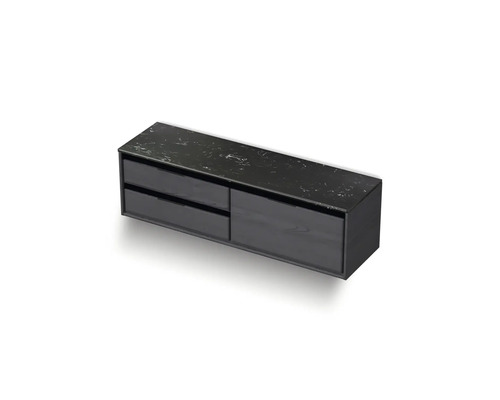 Černá závěsná skříňka se zásuvkami a odkládací plochou