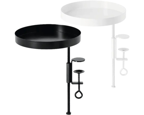 Dva příruční stolky se stolní svorkou, černý a bílý