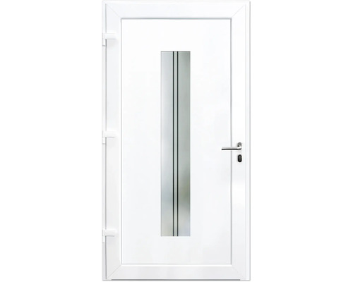 Bílé vchodové dveře se skleněnou vložkou