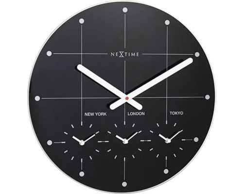Nástěnné hodiny NeXtime Ø 43 cm Big City černé