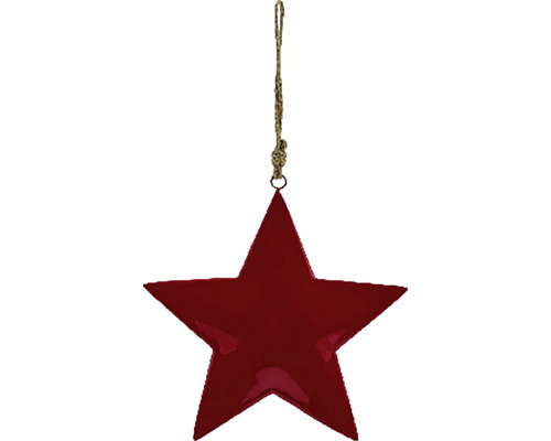 Vánoční dekorace závěsná hvězda kovová 8 x 1 x 8 cm červená Dekorativní hvězda se závěsem