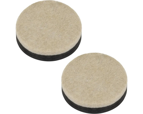 Dva kulaté plstěné kluzáky na nábytek s lepicí plochou