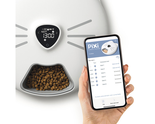 Automatický podavač krmiva pro kočky s ovládáním pomocí aplikace pro chytré telefony