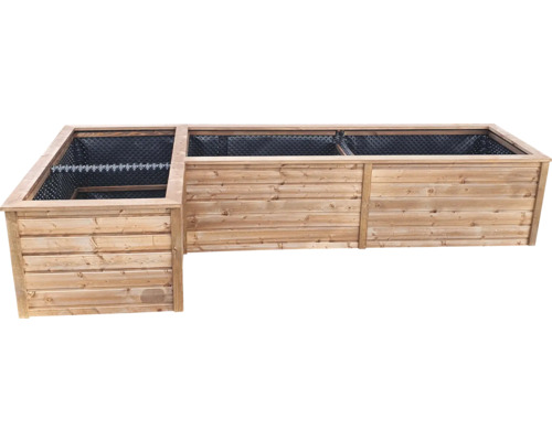 Zvýšený zahradní záhon do L z dřeva s vnitřní fólií