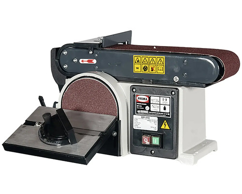 Pásová bruska s brusným pásem a brusným kotoučem