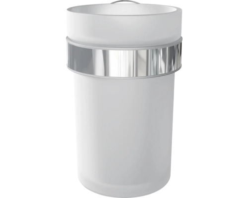 Bílý kosmetický odpadkový koš se stříbrným kroužkem