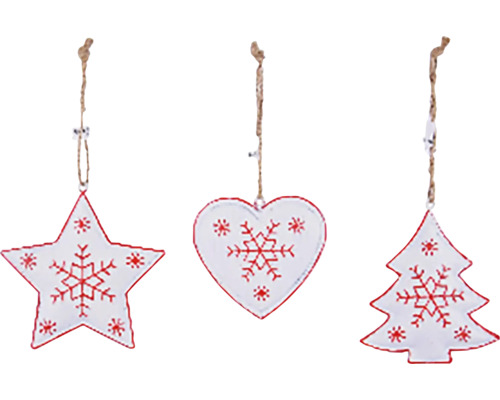Sada ozdob na vánoční stromeček s tvarem hvězdy, srdce a jedle