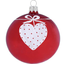 Červená vánoční koule s motivem srdce