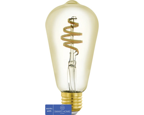 LED žárovka Eglo Crosslink ST64 E27 / 5,5 W ( 35 W ) 400 lm 2200-6500 K amber - kompatibilní se SMART HOME by hornbach Žárovka v retro designu se spirálovým vláknem