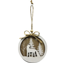 Ozdobný vánoční přívěsek se symbolem lišky a zimní krajiny