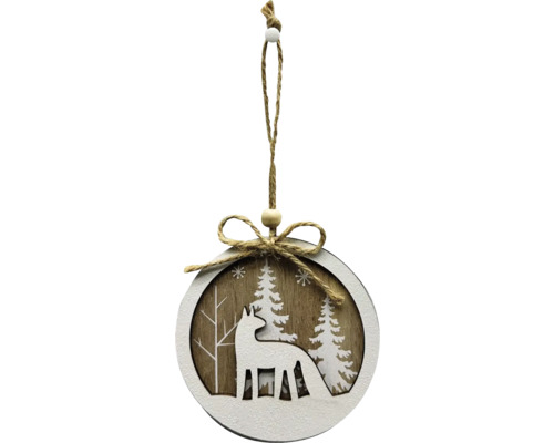 Ozdobný vánoční přívěsek se symbolem lišky a zimní krajiny