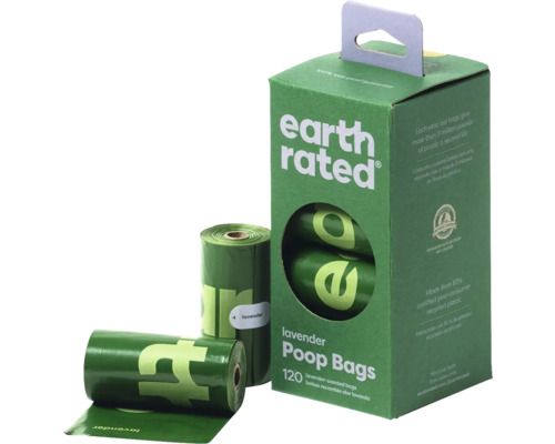Earth Rated sáčky na psí exkrementy s vůní levandule, 120 kusů, v kartonové krabici