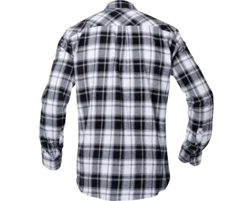 Kostkovaná košile dřevorubce, pohled zezadu