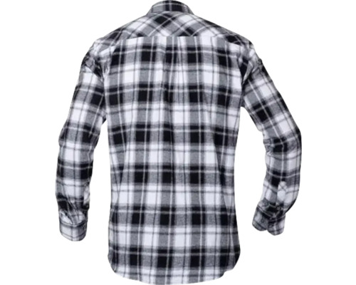 Kostkovaná košile dřevorubce, pohled zezadu