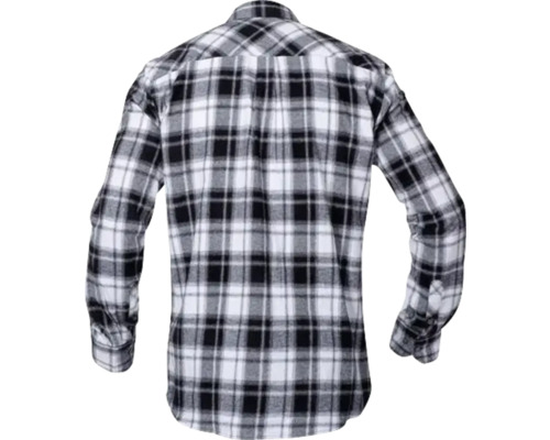 Kostkovaná košile dřevorubce, pohled zezadu