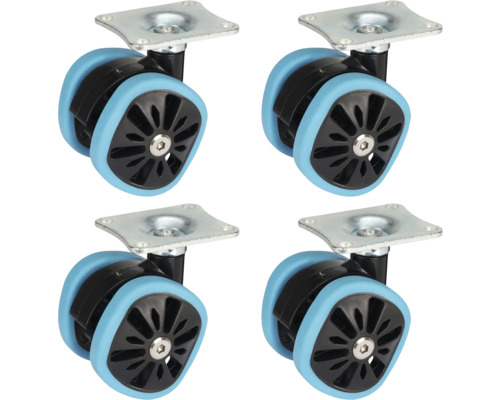 Sada dvojitých koleček TARROX 58 mm, čtvercové, modré, 4 ks
