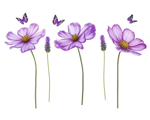 Samolepky na zeď fialové květy 100x70 cm