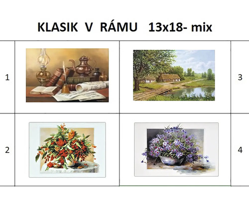 Obraz v rámu Klasik 1318 24x19 cm MIX druhů Obraz v rámu Klasik 1318 24x19 cm MIX druhů