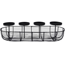 Dekorační podnos z kovového drátu se čtyřmi svícny