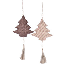 Dvě látkové ozdoby na vánoční stromeček se střapcem