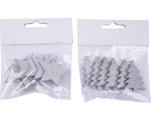 Balení s plstěnými hvězdami a vánočními stromky k dekoraci