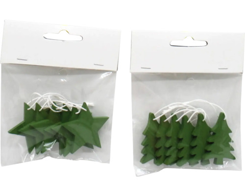 Přízdoba hvězda/stromek CONFETTI dřevo Dekorativní předměty ve tvaru hvězdy a vánočního stromku v balení