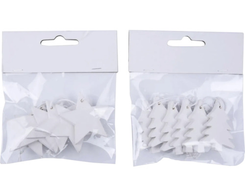 Dřevěné vánoční stromky a hvězdy v balení