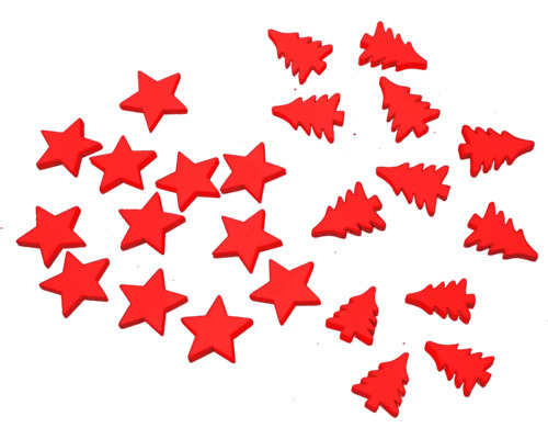 Dekorativní ozdoby k posypání ve tvaru hvězdy a vánočního stromku